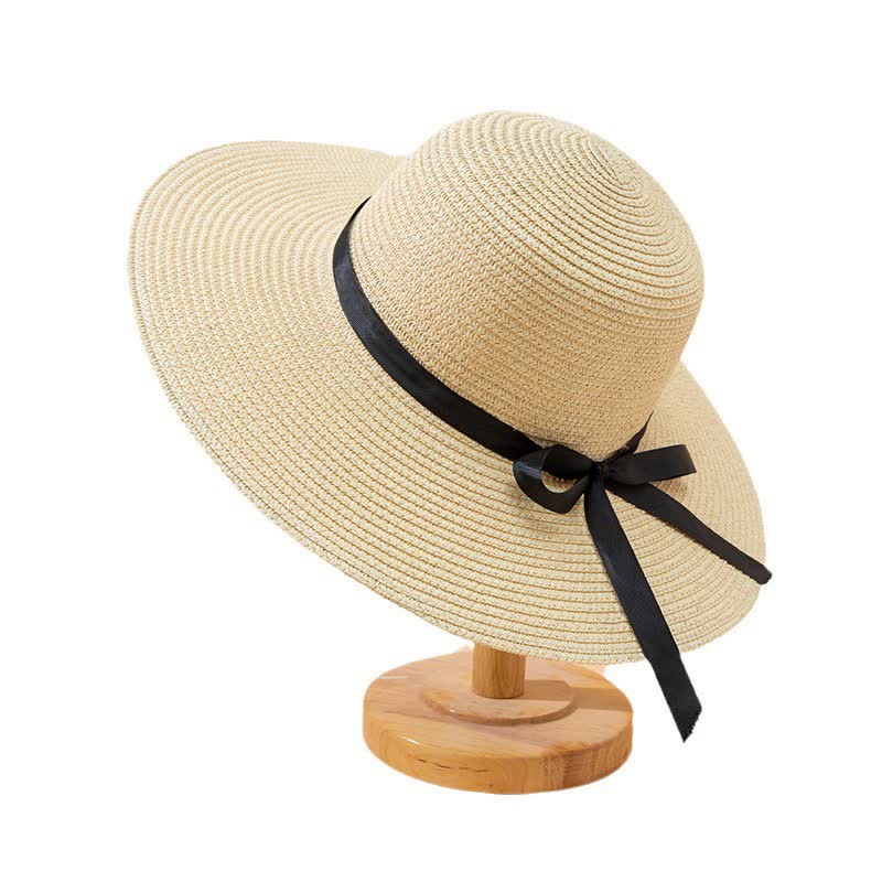 Women's Custom Name Personalized Beach Straw Fedora Hat - Beige - Adjustable (22"-22 7/8") - image 1