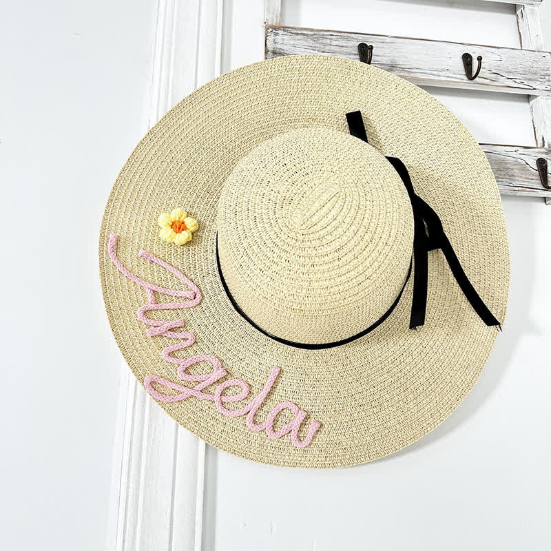 Women's Custom Name Personalized Beach Straw Fedora Hat - image 6