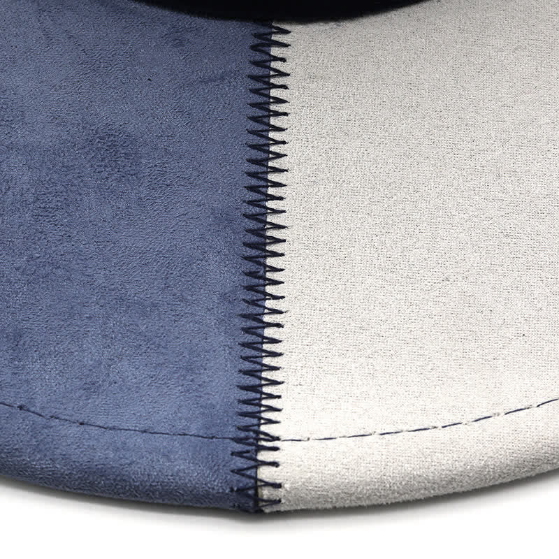 Navy & White Contrast Color Faux Suede Velvet Cowboy Hat