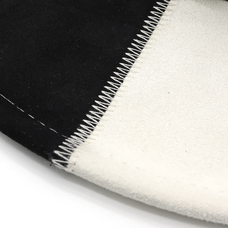 Contrast Black & White Bull Rivets Band Faux Suede Cowboy Hat