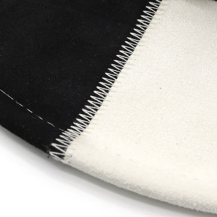 Contrast Black & White Bull Rivets Band Faux Suede Cowboy Hat