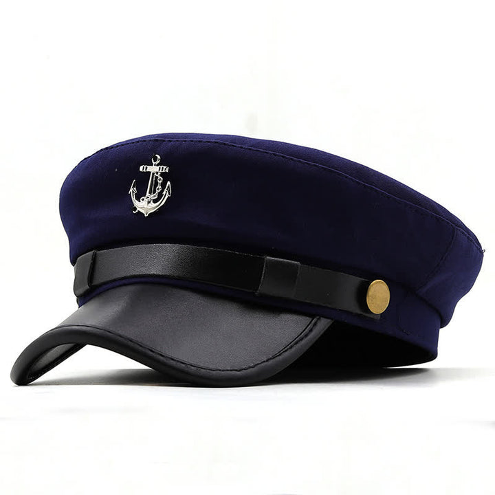 Women's Ship Anchor Navy Cap Flat Top Beret Hat - Navy - M (22 1/2"-22 7/8") - image 0