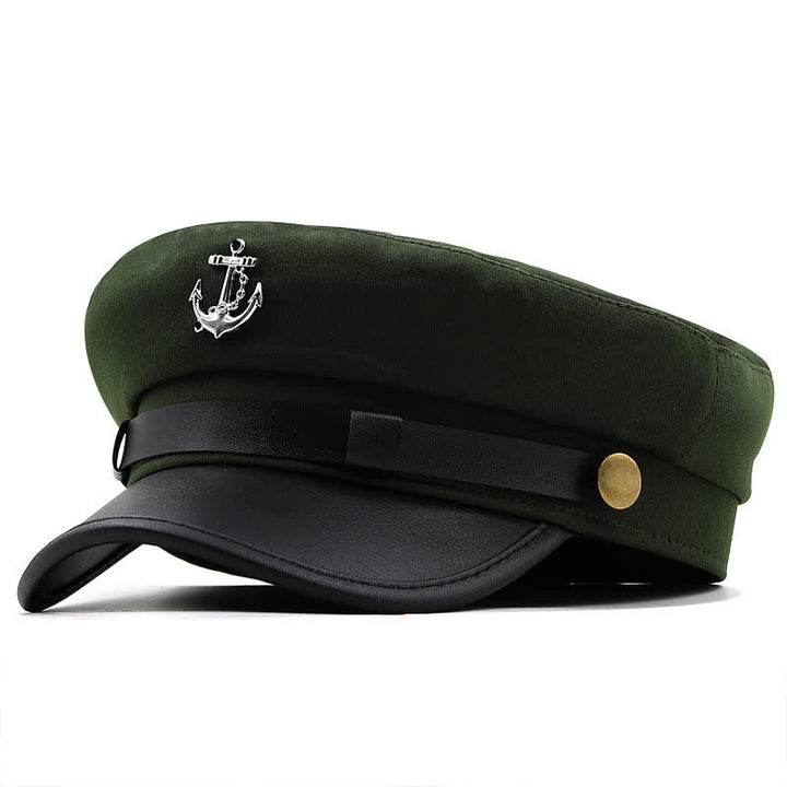 Women's Ship Anchor Navy Cap Flat Top Beret Hat - Army Green - M (22 1/2"-22 7/8") - image 11