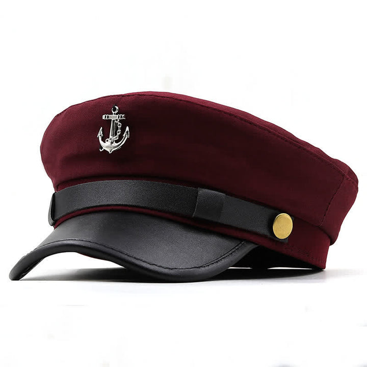 Women's Ship Anchor Navy Cap Flat Top Beret Hat - Burgundy - M (22 1/2"-22 7/8") - image 10