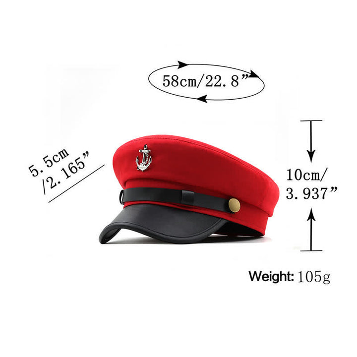 Women's Ship Anchor Navy Cap Flat Top Beret Hat - image 7