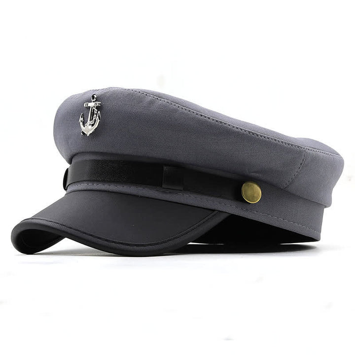 Women's Ship Anchor Navy Cap Flat Top Beret Hat - Gray - M (22 1/2"-22 7/8") - image 8