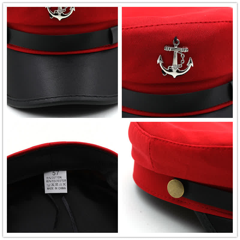 Women's Ship Anchor Navy Cap Flat Top Beret Hat - image 6