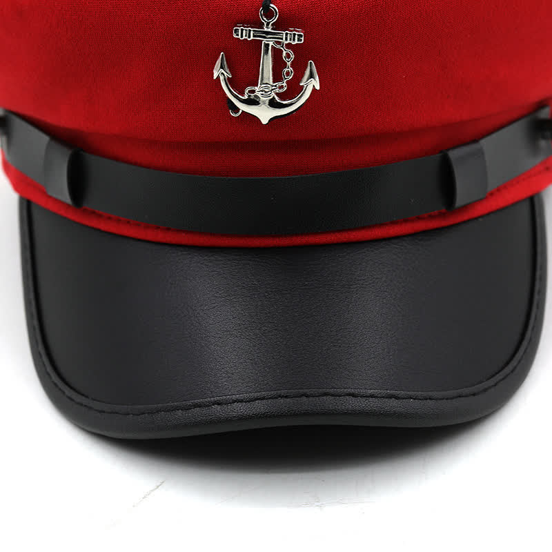 Women's Ship Anchor Navy Cap Flat Top Beret Hat
