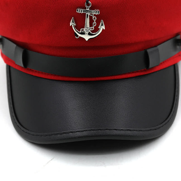 Women's Ship Anchor Navy Cap Flat Top Beret Hat