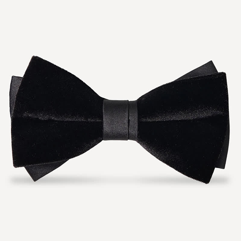 Men's Noble Solid Black Velvet Wedding Bow Tie - Style #1 - image 0