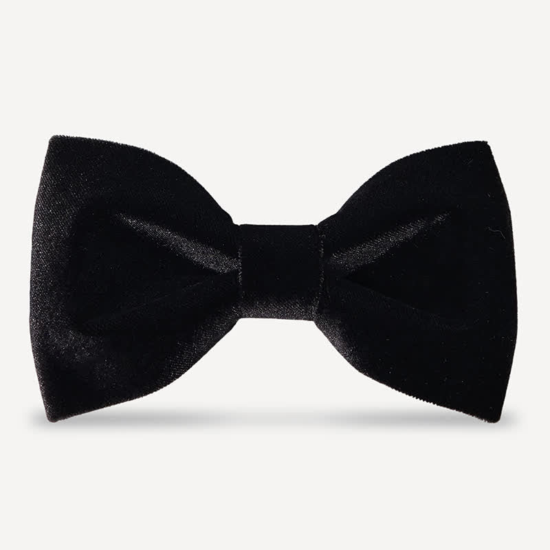 Men's Noble Solid Black Velvet Wedding Bow Tie - Style #3 - image 5