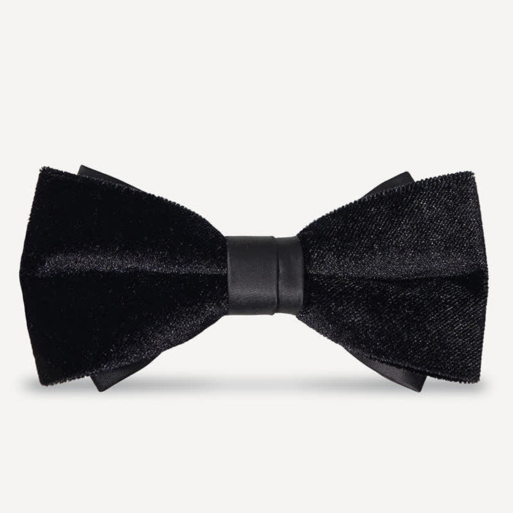 Men's Noble Solid Black Velvet Wedding Bow Tie - Style #2 - image 3