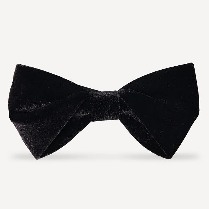 Men's Noble Solid Black Velvet Wedding Bow Tie - Style #4 - image 7