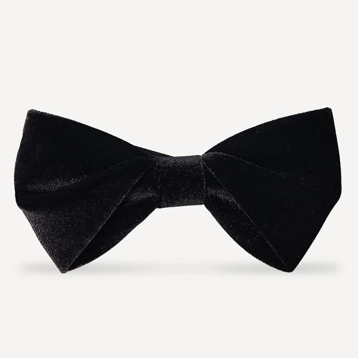 Men's Noble Solid Black Velvet Wedding Bow Tie - Style #4 - image 7