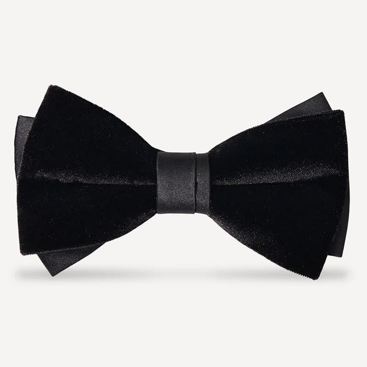 Men's Noble Solid Black Velvet Wedding Bow Tie