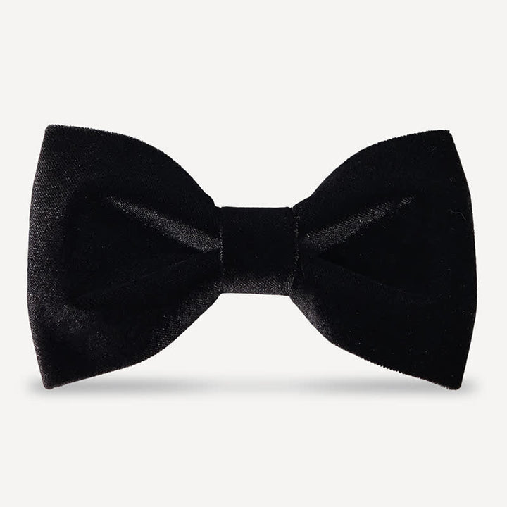 Men's Noble Solid Black Velvet Wedding Bow Tie - Style #3 - image 5