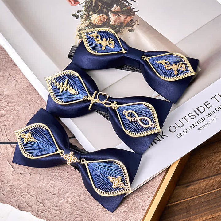 Men's Navy Golden Metal Phoenix Branch Bow Tie - image 1