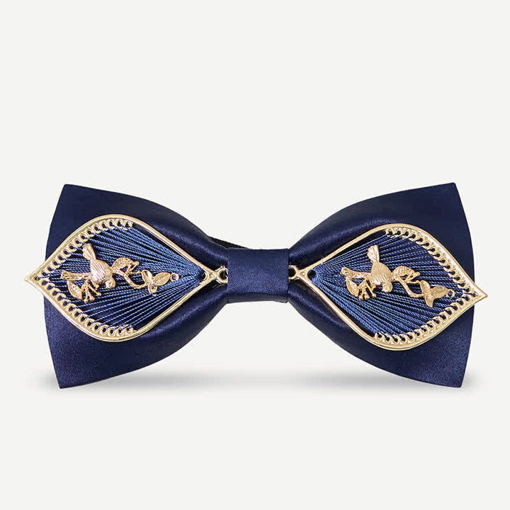 Men's Navy Golden Metal Phoenix Branch Bow Tie - Style #2 - image 5