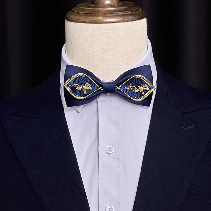 Men's Navy Golden Metal Phoenix Branch Bow Tie - image 6