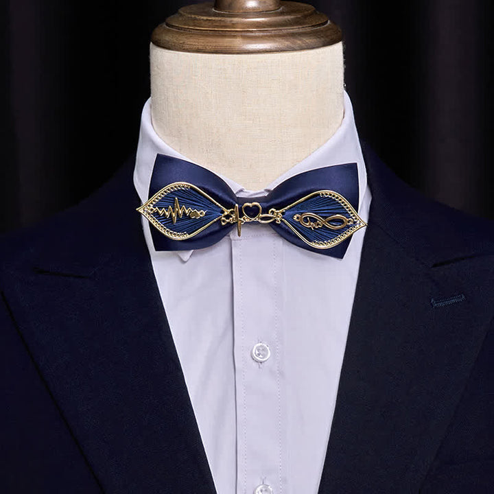 Men's Navy Golden Metal Phoenix Branch Bow Tie - image 8