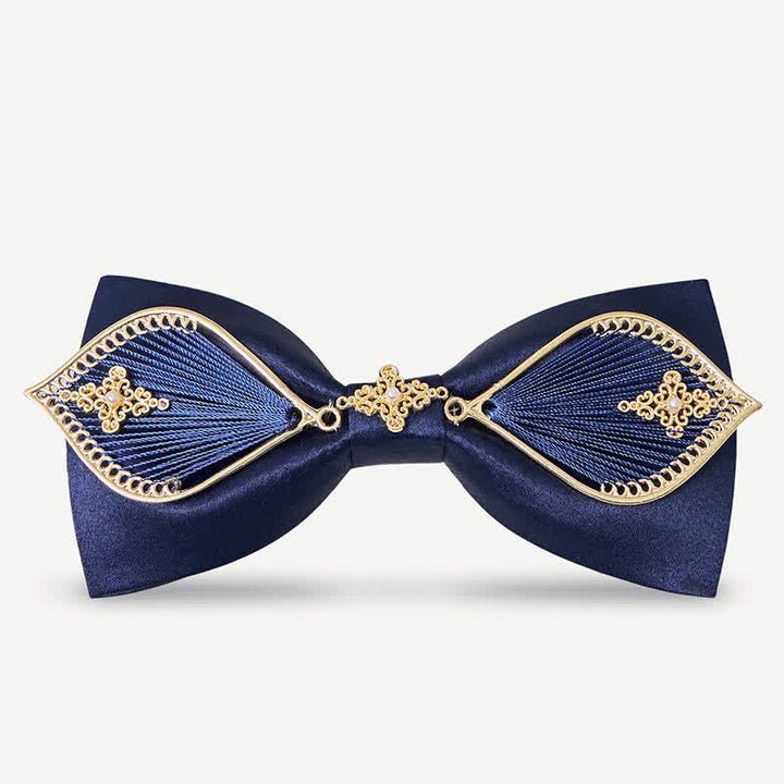 Men's Navy Golden Metal Phoenix Branch Bow Tie - Style #1 - image 0
