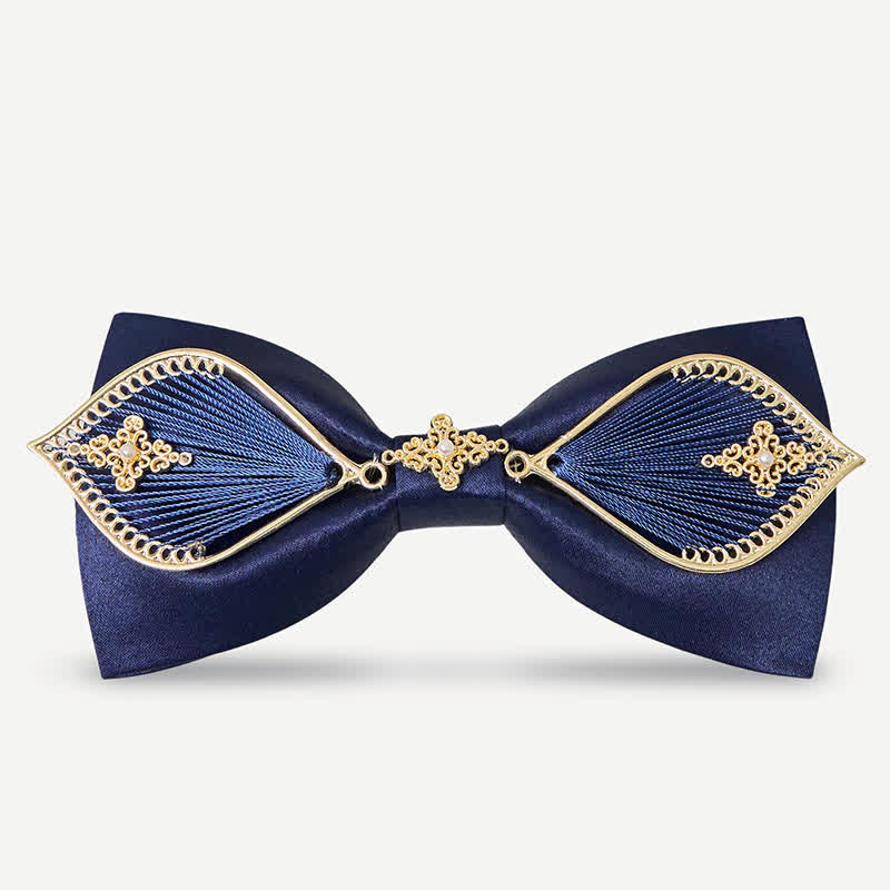 Men's Navy Golden Metal Phoenix Branch Bow Tie - Style #1 - image 0