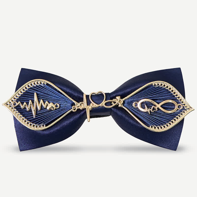 Men's Navy Golden Metal Phoenix Branch Bow Tie - Style #3 - image 7