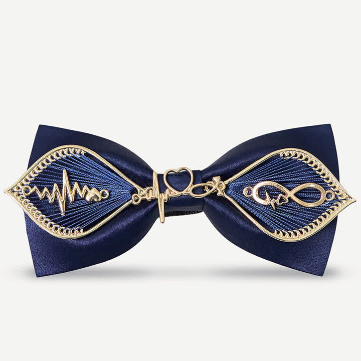Men's Navy Golden Metal Phoenix Branch Bow Tie - Style #3 - image 7