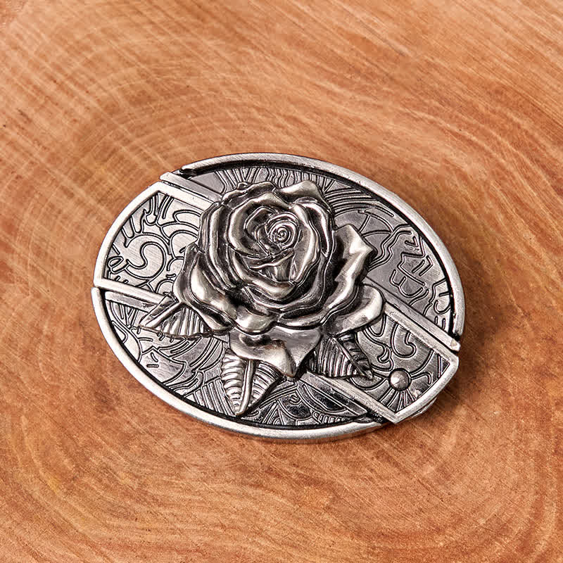 Men's DIY Western Rose Hidden Folding Knife Leather Belt - image 1