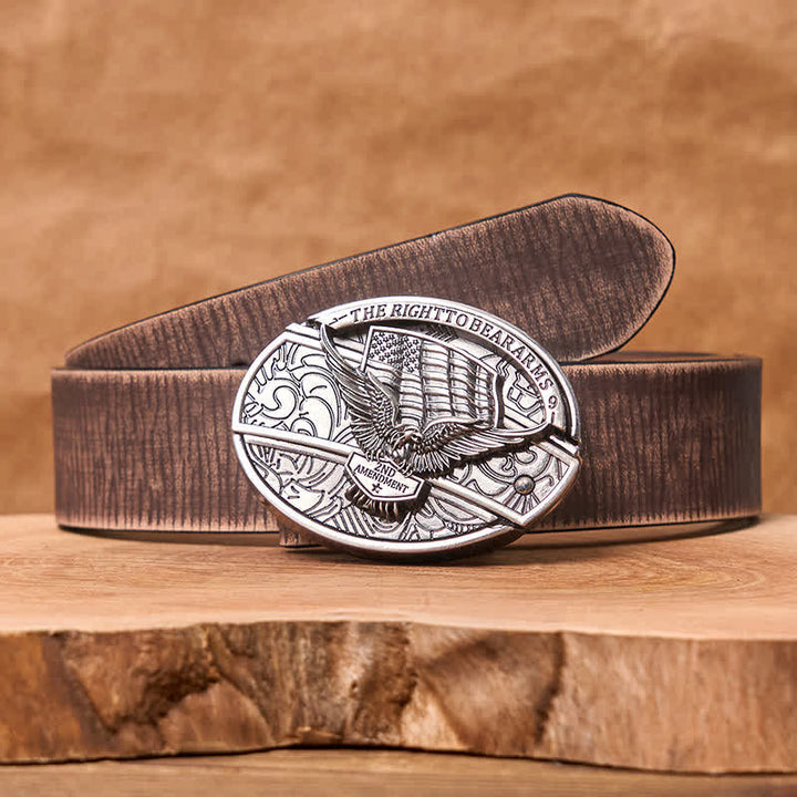 Men's DIY Eagle USA Flag Hidden Folding Knife Leather Belt - Eagle - Brown Distressed Belt - 42 - image 11
