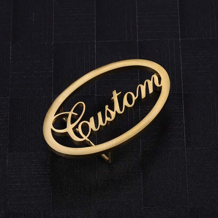 Oval Custom Name Cursive Letters DIY Buckle Leather Belt