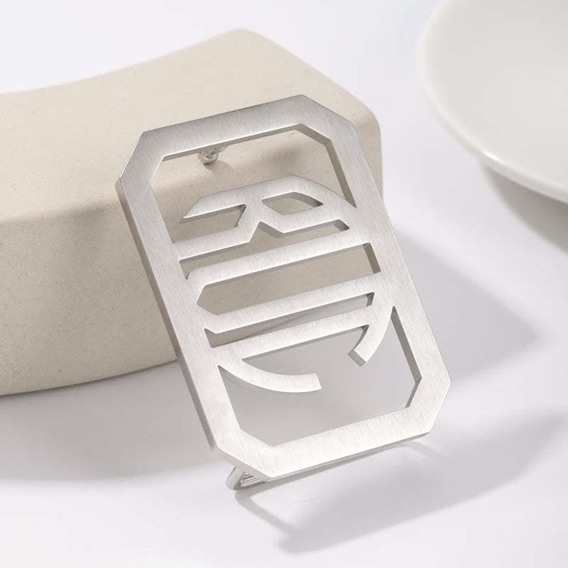 Rectangular Custom Initials DIY Buckle Leather Belt - Silver - Without Belt - Not Included Belt - image 1