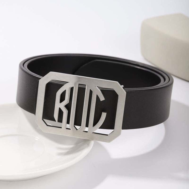 Rectangular Custom Initials DIY Buckle Leather Belt