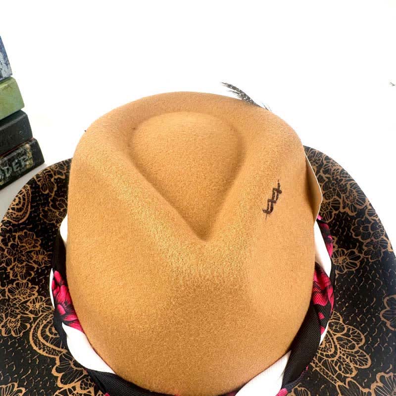 Two Tone Daisy Feather Decor Ethnic Strap Cowboy Hat