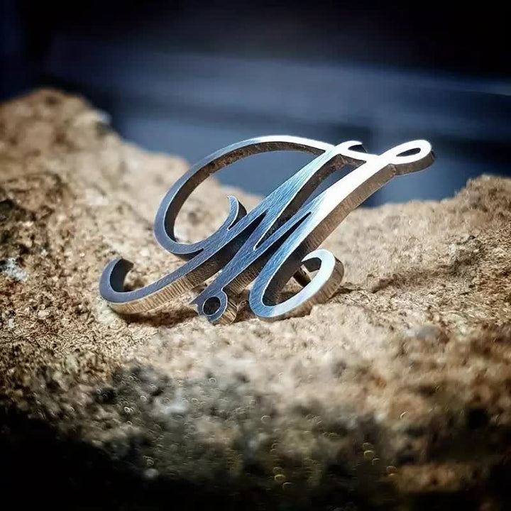 Stylish Custom Initial Letters Brooch with Chain - image 4