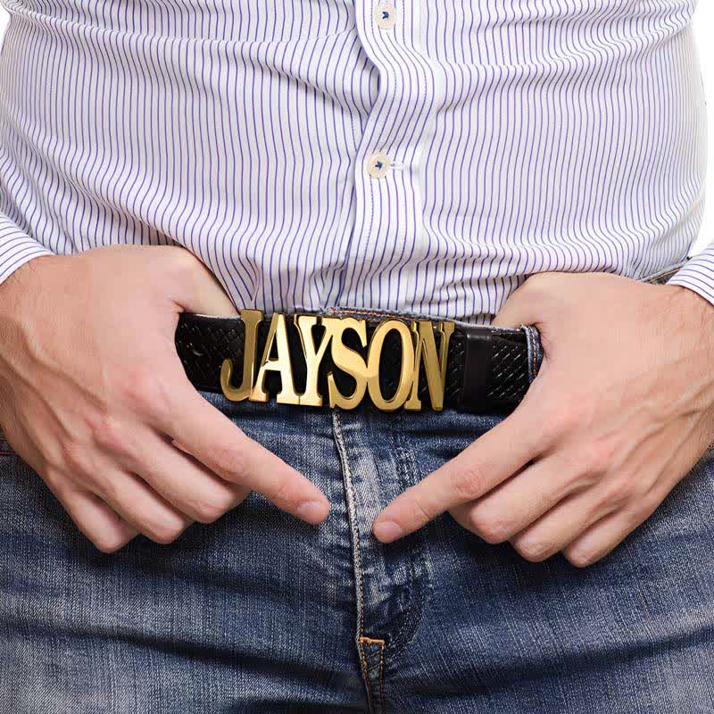 Sleek Letter-shape Custom Named DIY Buckle Leather Belt - image 1