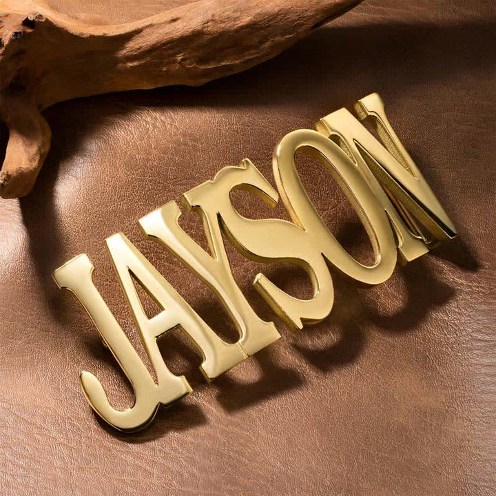 Sleek Letter-shape Custom Named DIY Buckle Leather Belt