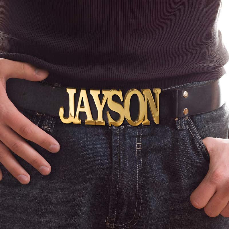 Sleek Letter-shape Custom Named DIY Buckle Leather Belt - Gold - Without Belt - Not Included Belt - image 0