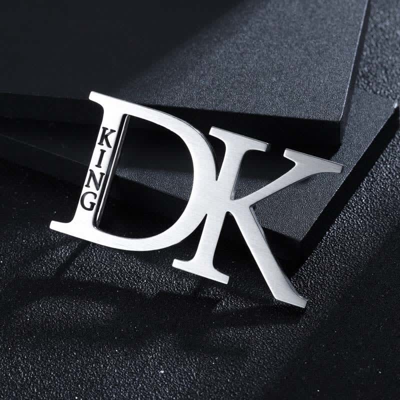 Custom Initials Engraved Vertical Name DIY Buckle Leather Belt - Silver - Without Belt - Not Included Belt - image 0