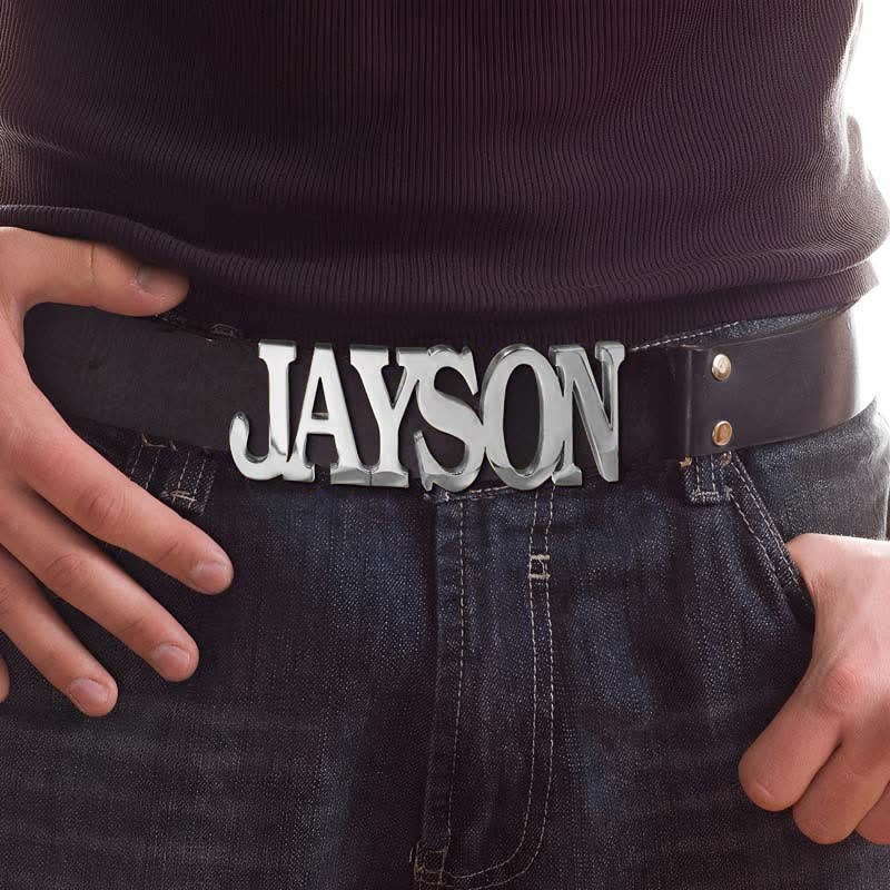 Sleek Letter-shape Custom Named DIY Buckle Leather Belt - Silver - Without Belt - Not Included Belt - image 5