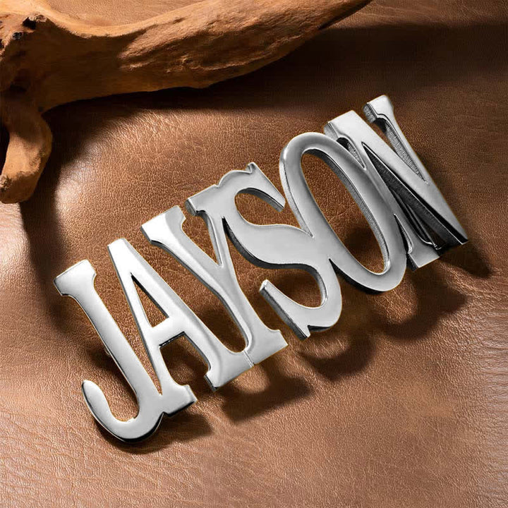 Sleek Letter-shape Custom Named DIY Buckle Leather Belt - image 6