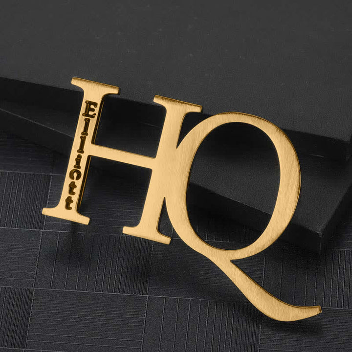Custom Initials Engraved Vertical Name DIY Buckle Leather Belt - Gold - Without Belt - Not Included Belt - image 3