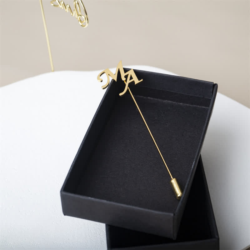 Custom Two Initial Letters Stainless Steel Brooch Lapel Pin