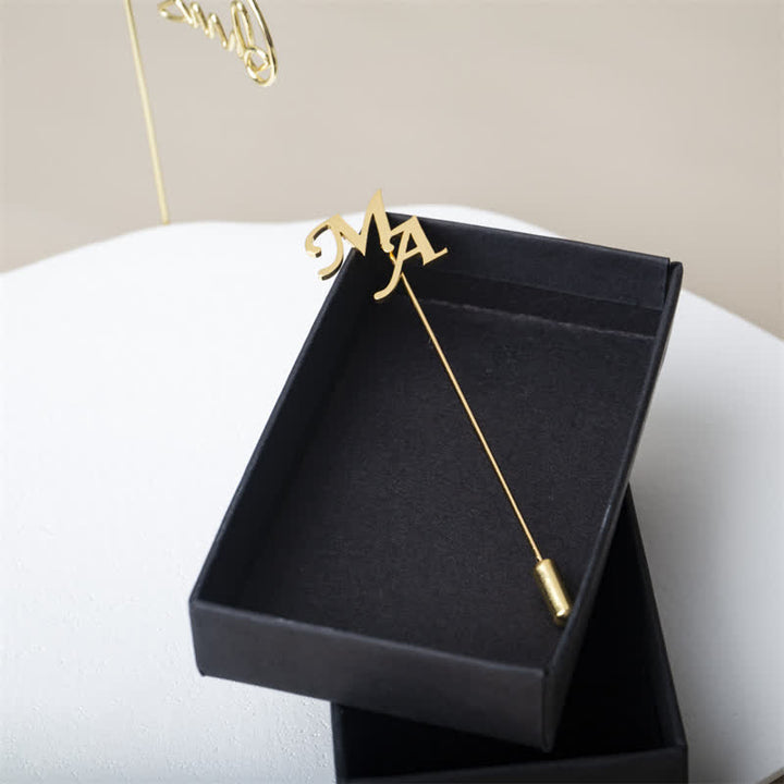 Custom Two Initial Letters Stainless Steel Brooch Lapel Pin
