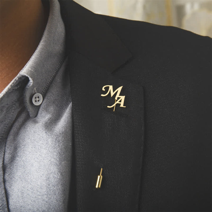 Custom Two Initial Letters Stainless Steel Brooch Lapel Pin - Gold - image 3