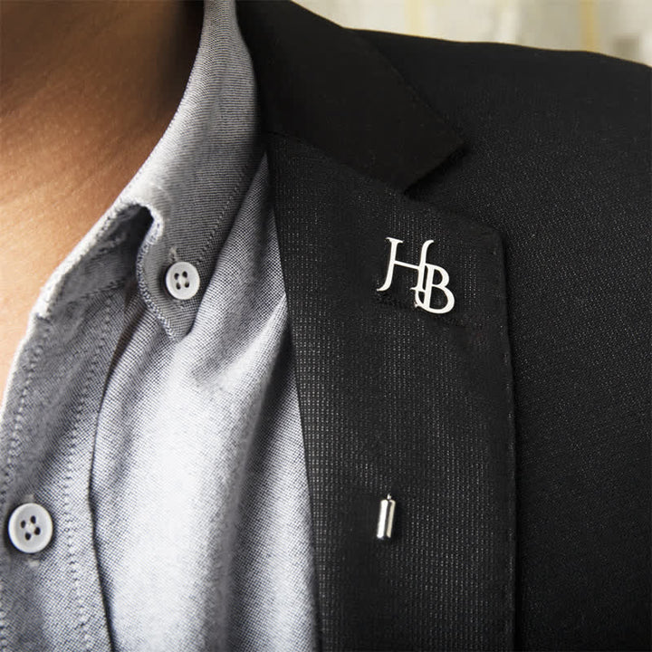 Custom Two Initial Letters Stainless Steel Brooch Lapel Pin - image 2