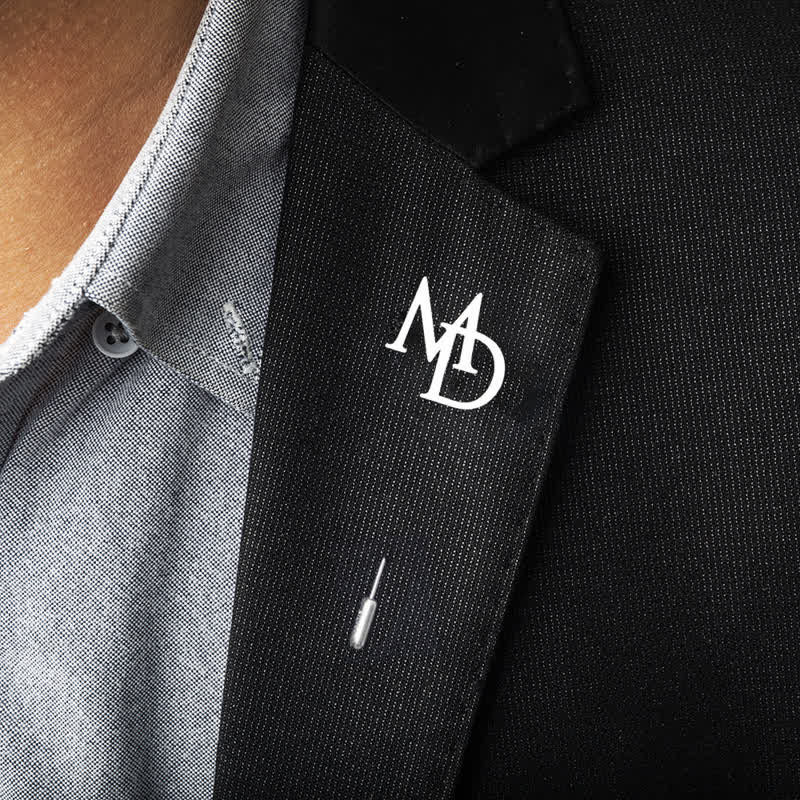 Custom Two Initial Letters Stainless Steel Brooch Lapel Pin - Silver - image 0