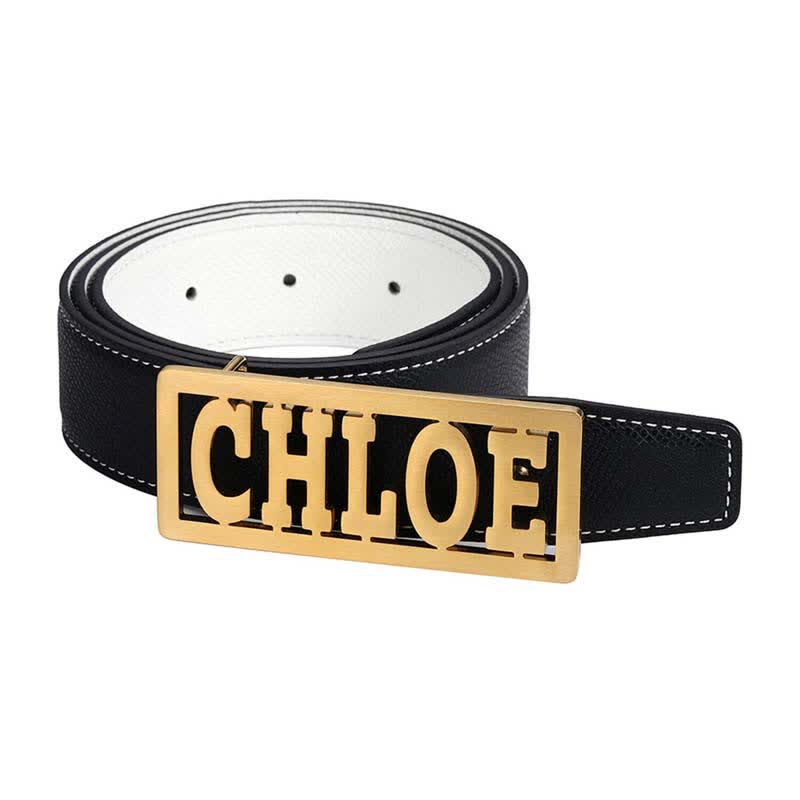 Rectangle Custom Name Cursive Letters DIY Buckle Leather Belt - image 0