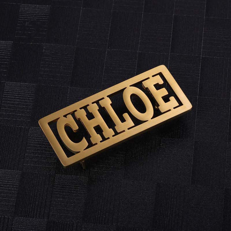 Rectangle Custom Name Cursive Letters DIY Buckle Leather Belt - Gold - Without Belt - Not Included Belt - image 1