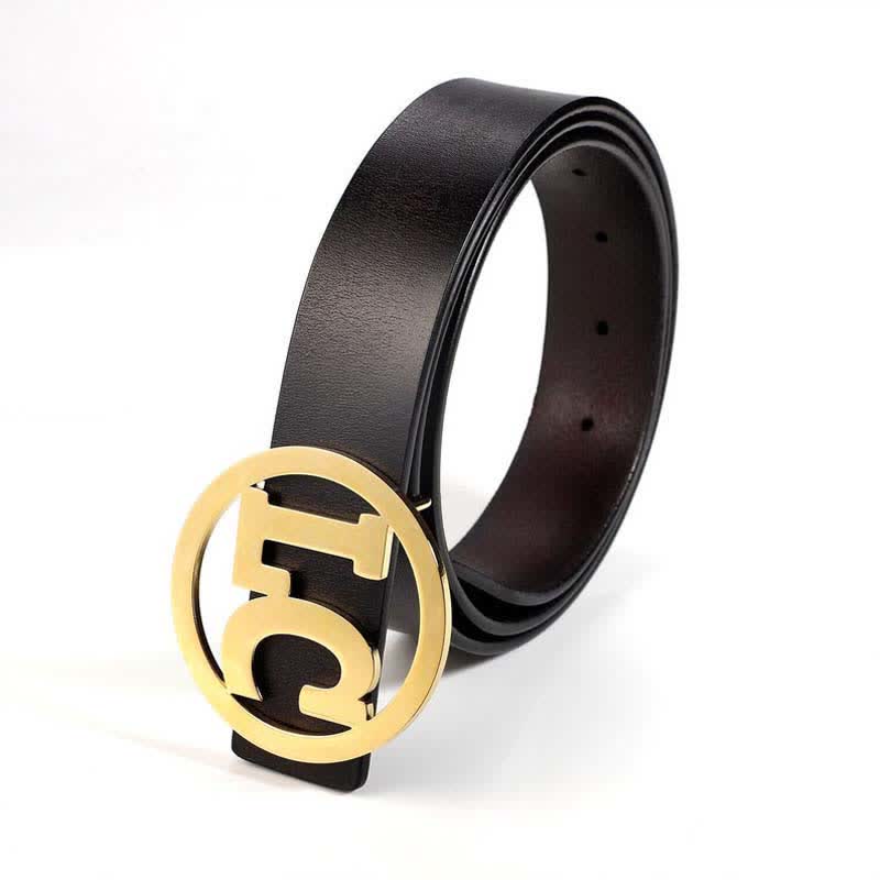 Round Custom Name 2 Letters DIY Buckle Leather Belt - image 2